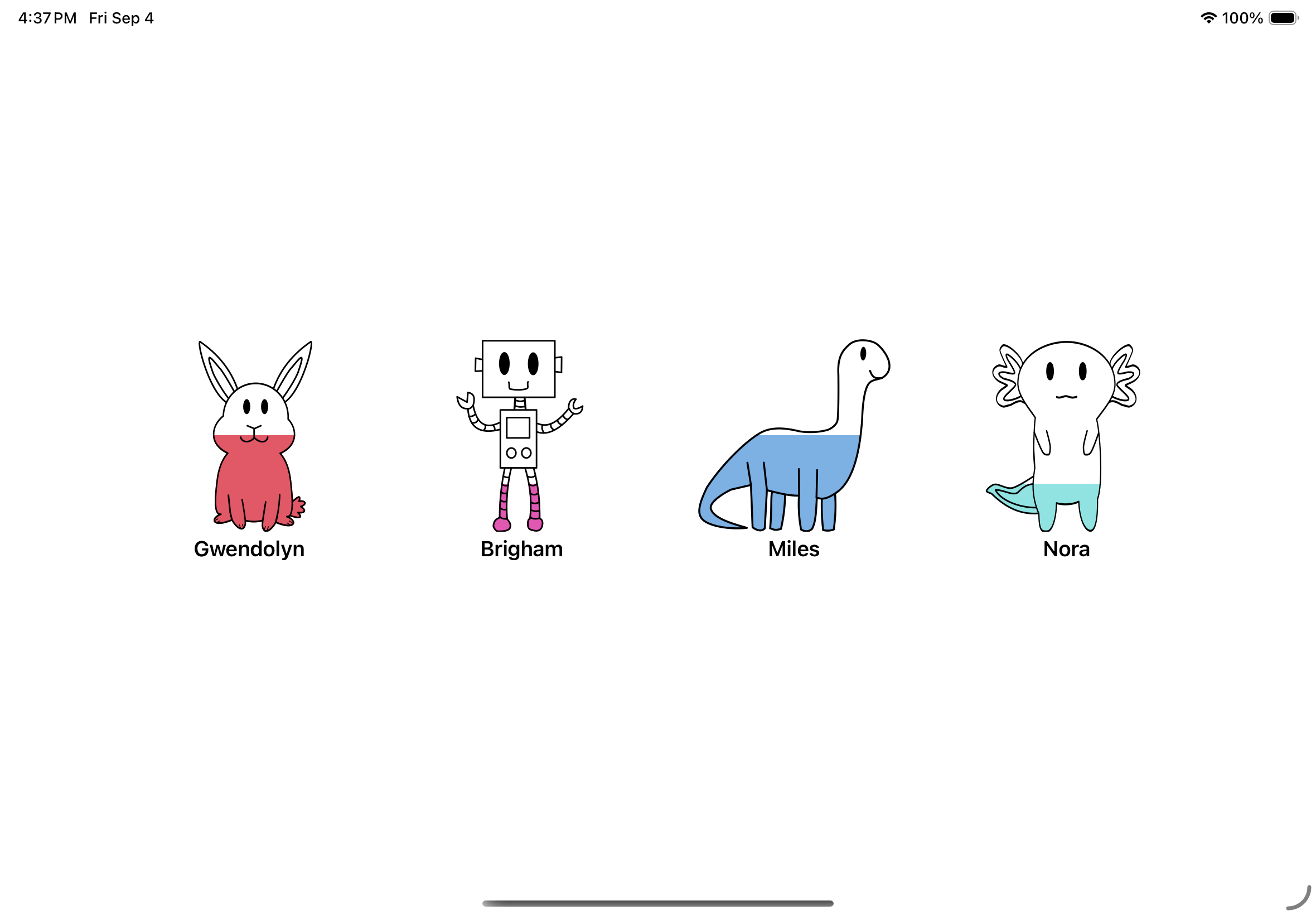 Family Store app screenshot showing kid profiles